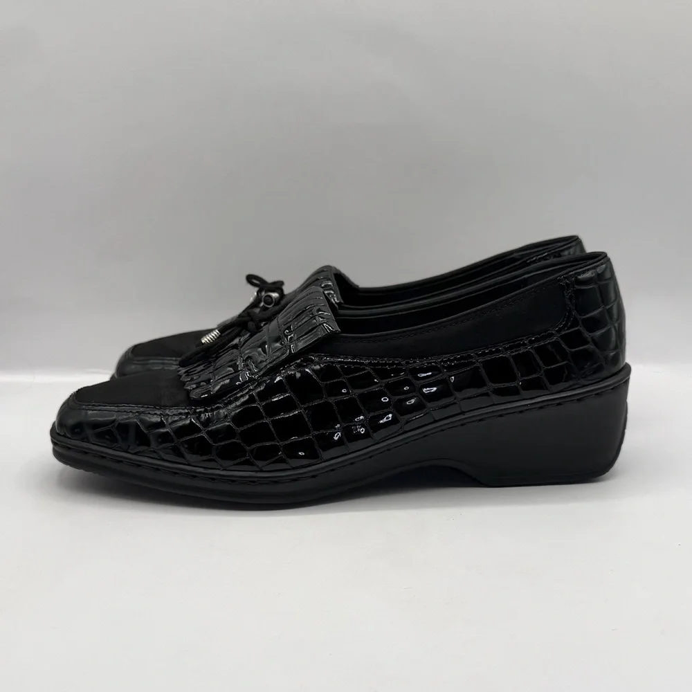 Ara Rachel Women's Loafers: Black Faux Croc Patterned - Size 8.5 US - Picture 2 of 8